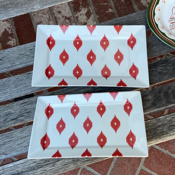 Nate Berkus red ikat platters (2) - Picture 1 of 5